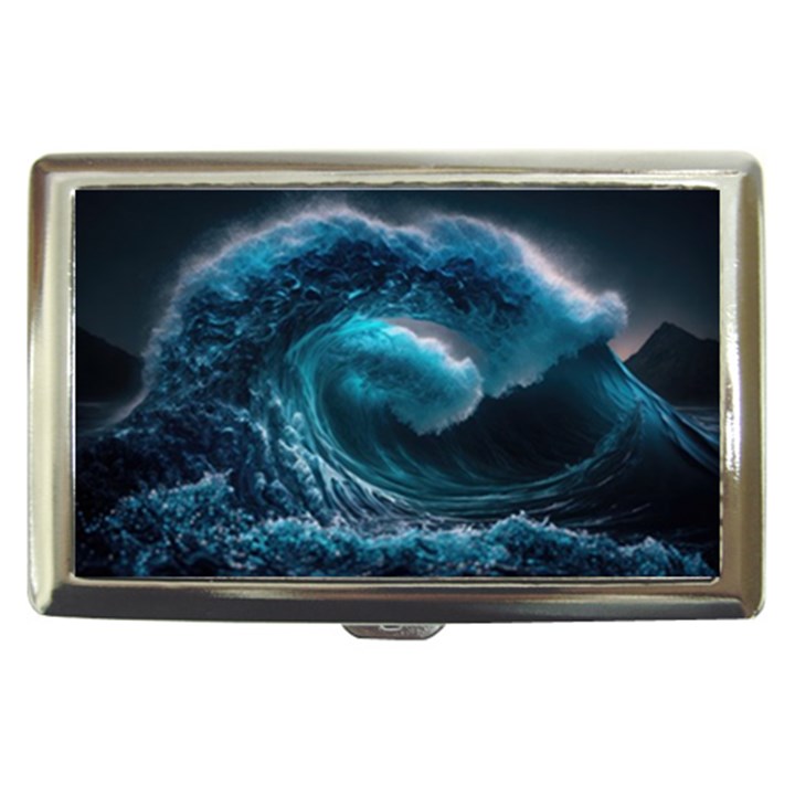 Tsunami Waves Ocean Sea Water Rough Seas 3 Cigarette Money Case