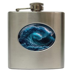 Tsunami Waves Ocean Sea Water Rough Seas 3 Hip Flask (6 Oz) by Pakemis