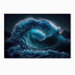 Tsunami Waves Ocean Sea Water Rough Seas 3 Postcards 5  X 7  (pkg Of 10) by Pakemis