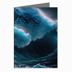 Tsunami Waves Ocean Sea Water Rough Seas 3 Greeting Cards (pkg Of 8)