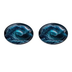 Tsunami Waves Ocean Sea Water Rough Seas 3 Cufflinks (oval) by Pakemis