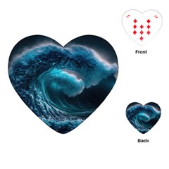 Tsunami Waves Ocean Sea Water Rough Seas 3 Playing Cards Single Design (heart)