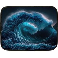 Tsunami Waves Ocean Sea Water Rough Seas 3 One Side Fleece Blanket (mini) by Pakemis