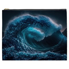 Tsunami Waves Ocean Sea Water Rough Seas 3 Cosmetic Bag (xxxl) by Pakemis