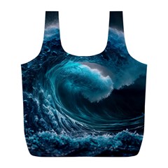 Tsunami Waves Ocean Sea Water Rough Seas 3 Full Print Recycle Bag (l) by Pakemis