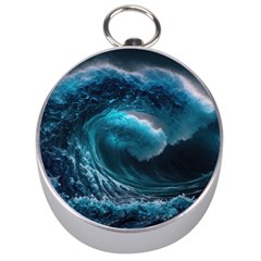 Tsunami Waves Ocean Sea Water Rough Seas 3 Silver Compasses by Pakemis