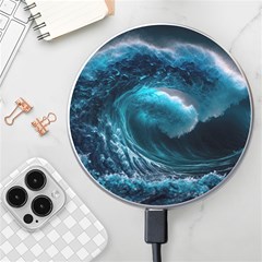 Tsunami Waves Ocean Sea Water Rough Seas 3 Wireless Fast Charger(white) by Pakemis