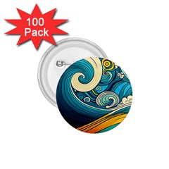 Waves Wave Ocean Sea Abstract Whimsical Abstract Art 1.75  Buttons (100 pack) 