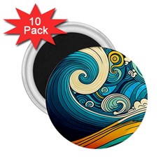 Waves Wave Ocean Sea Abstract Whimsical Abstract Art 2.25  Magnets (10 pack) 