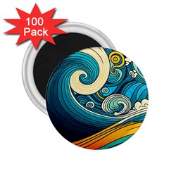 Waves Wave Ocean Sea Abstract Whimsical Abstract Art 2.25  Magnets (100 pack) 