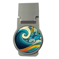 Waves Wave Ocean Sea Abstract Whimsical Abstract Art Money Clips (round)  by Pakemis