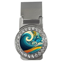 Waves Wave Ocean Sea Abstract Whimsical Abstract Art Money Clips (cz)  by Pakemis