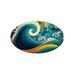 Waves Wave Ocean Sea Abstract Whimsical Abstract Art Sticker (Oval)