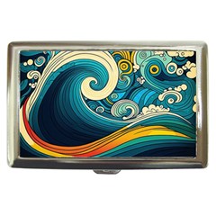 Waves Wave Ocean Sea Abstract Whimsical Abstract Art Cigarette Money Case by Pakemis