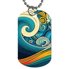 Waves Wave Ocean Sea Abstract Whimsical Abstract Art Dog Tag (Two Sides)