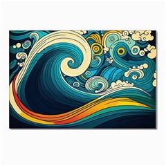 Waves Wave Ocean Sea Abstract Whimsical Abstract Art Postcard 4 x 6  (Pkg of 10)