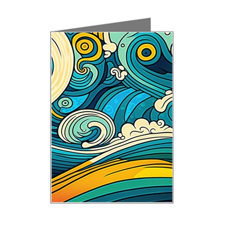 Waves Wave Ocean Sea Abstract Whimsical Abstract Art Mini Greeting Card