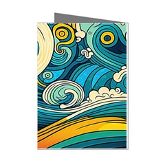 Waves Wave Ocean Sea Abstract Whimsical Abstract Art Mini Greeting Cards (pkg Of 8)