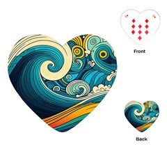 Waves Wave Ocean Sea Abstract Whimsical Abstract Art Playing Cards Single Design (heart)