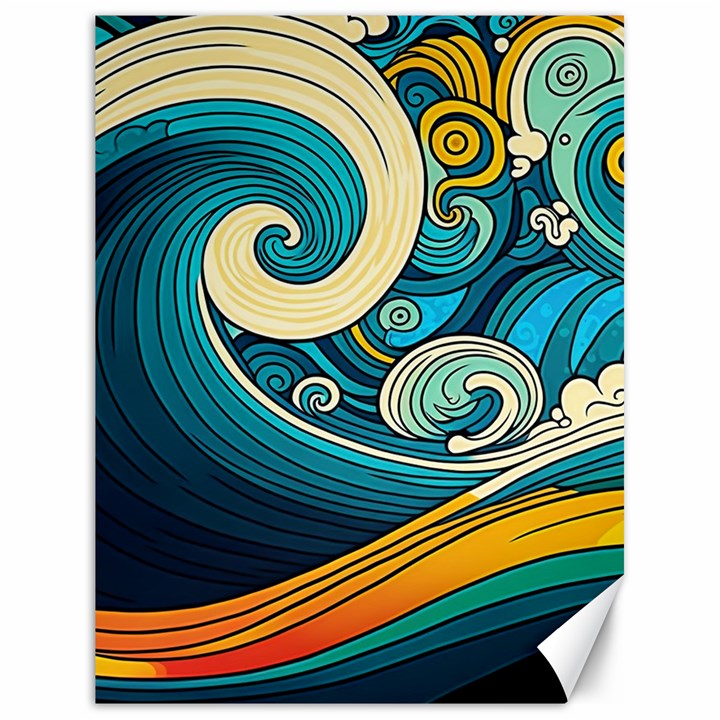 Waves Wave Ocean Sea Abstract Whimsical Abstract Art Canvas 18  x 24 