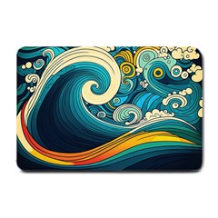 Waves Wave Ocean Sea Abstract Whimsical Abstract Art Small Doormat by Pakemis