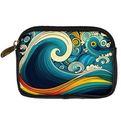 Waves Wave Ocean Sea Abstract Whimsical Abstract Art Digital Camera Leather Case by Pakemis