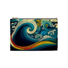 Waves Wave Ocean Sea Abstract Whimsical Abstract Art Cosmetic Bag (medium) by Pakemis