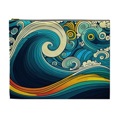 Waves Wave Ocean Sea Abstract Whimsical Abstract Art Cosmetic Bag (xl) by Pakemis