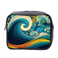 Waves Wave Ocean Sea Abstract Whimsical Abstract Art Mini Toiletries Bag (two Sides) by Pakemis