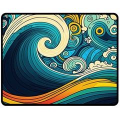 Waves Wave Ocean Sea Abstract Whimsical Abstract Art One Side Fleece Blanket (medium) by Pakemis