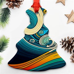 Waves Wave Ocean Sea Abstract Whimsical Abstract Art Christmas Tree Ornament (two Sides)