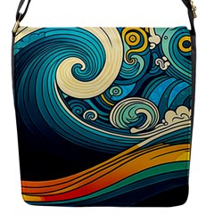 Waves Wave Ocean Sea Abstract Whimsical Abstract Art Flap Closure Messenger Bag (S)