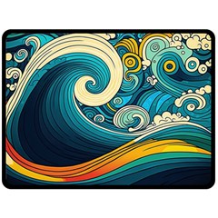 Waves Wave Ocean Sea Abstract Whimsical Abstract Art Fleece Blanket (large) by Pakemis