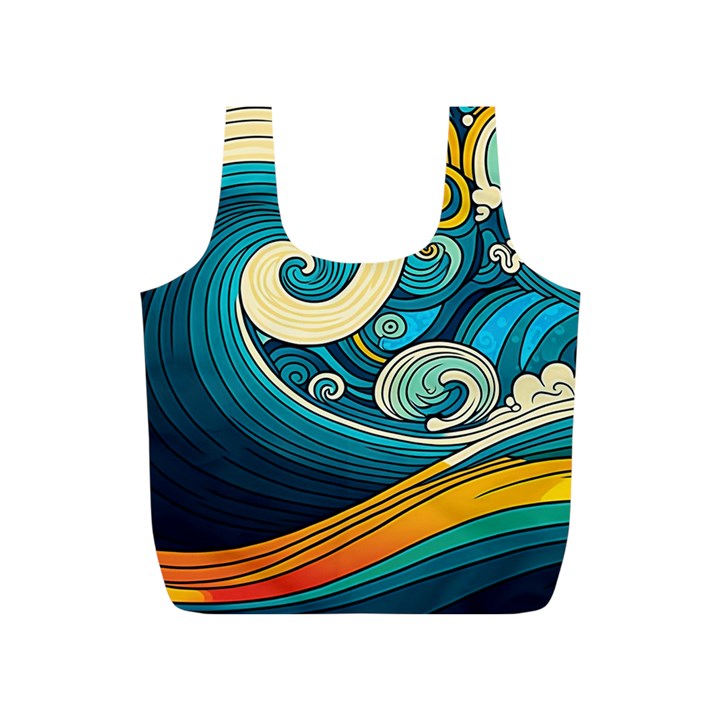 Waves Wave Ocean Sea Abstract Whimsical Abstract Art Full Print Recycle Bag (S)