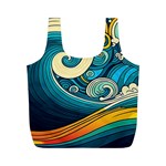 Waves Wave Ocean Sea Abstract Whimsical Abstract Art Full Print Recycle Bag (M) Front