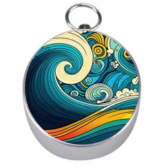 Waves Wave Ocean Sea Abstract Whimsical Abstract Art Silver Compasses