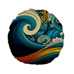 Waves Wave Ocean Sea Abstract Whimsical Abstract Art Standard 15  Premium Flano Round Cushions Front