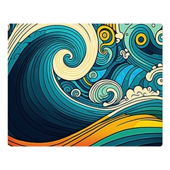 Waves Wave Ocean Sea Abstract Whimsical Abstract Art Premium Plush Fleece Blanket (Large)