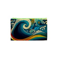 Waves Wave Ocean Sea Abstract Whimsical Abstract Art Cosmetic Bag (xs) by Pakemis