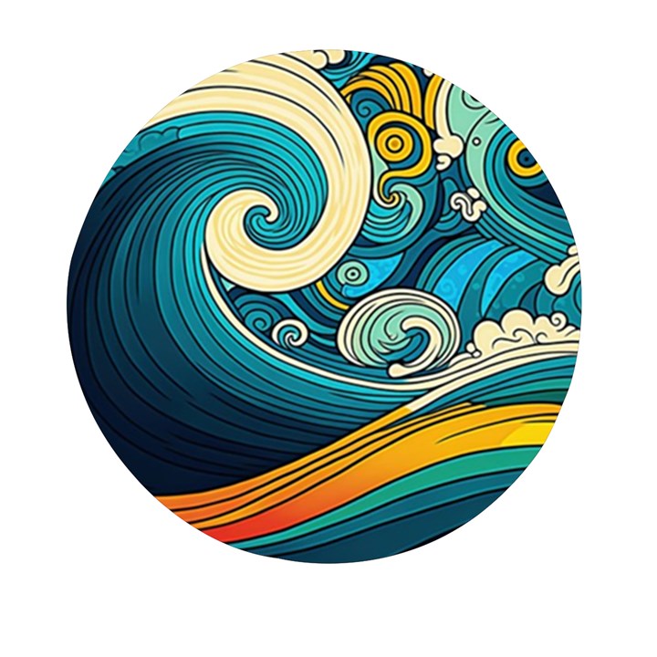 Waves Wave Ocean Sea Abstract Whimsical Abstract Art Mini Round Pill Box