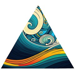 Waves Wave Ocean Sea Abstract Whimsical Abstract Art Wooden Puzzle Triangle