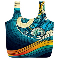 Waves Wave Ocean Sea Abstract Whimsical Abstract Art Full Print Recycle Bag (XXXL)