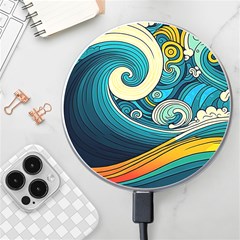 Waves Wave Ocean Sea Abstract Whimsical Abstract Art Wireless Fast Charger(white) by Pakemis