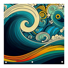 Waves Wave Ocean Sea Abstract Whimsical Abstract Art Banner And Sign 3  X 3  by Pakemis