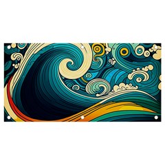 Waves Wave Ocean Sea Abstract Whimsical Abstract Art Banner And Sign 4  X 2  by Pakemis