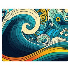 Waves Wave Ocean Sea Abstract Whimsical Abstract Art One Side Premium Plush Fleece Blanket (medium) by Pakemis