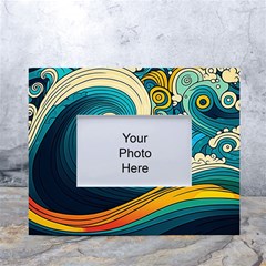 Waves Wave Ocean Sea Abstract Whimsical Abstract Art White Tabletop Photo Frame 4 x6  by Pakemis