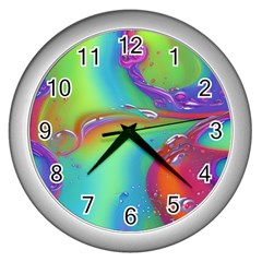 Modern Abstract Liquid Art Pattern Wall Clock (silver) by GardenOfOphir