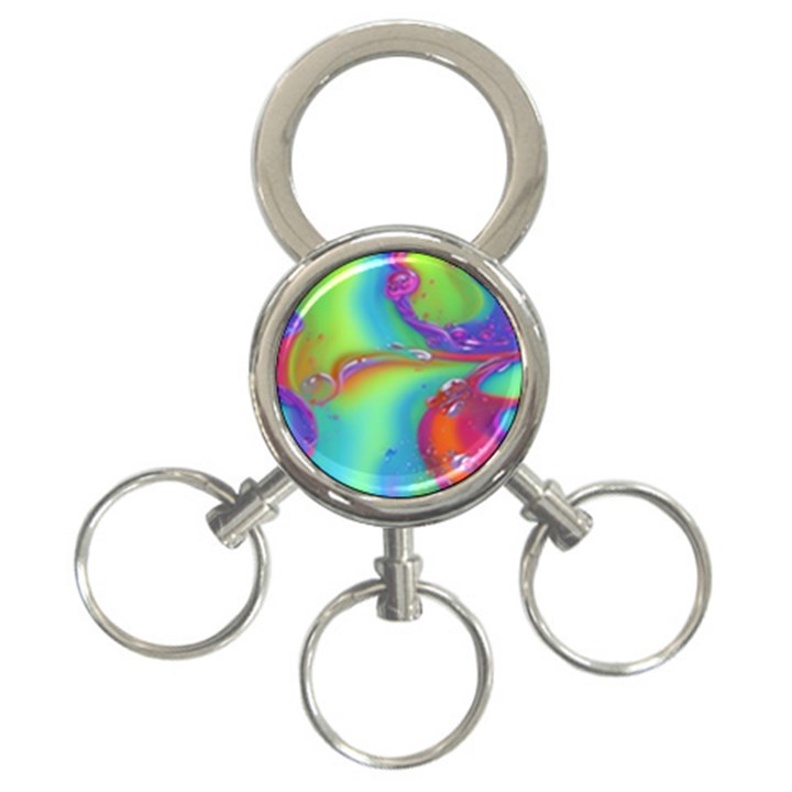 Modern Abstract Liquid Art Pattern 3-Ring Key Chain