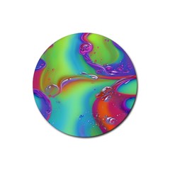 Modern Abstract Liquid Art Pattern Rubber Coaster (round) by GardenOfOphir